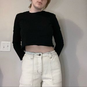 women's cream cargo pants with brown details.